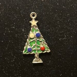 Vintage JMF Sterling and Enamel Christmas Tree Charm 1960s